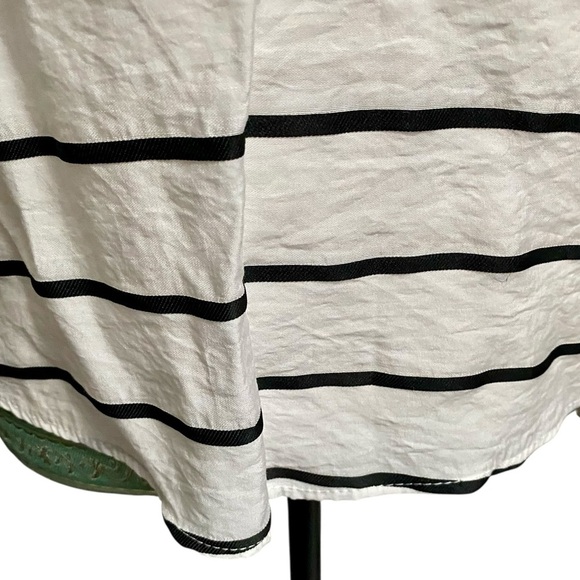 Zara Puff Sleeve Striped Blouse XS Black White Asymmetric Back Modern Chic - Picture 7 of 16